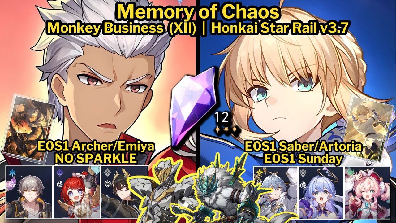 MoC Stage 12 E0S1 Archer No Sparkle and E0S1 Saber - Fate Collaboration Team | Honkai Star Rail v3.7