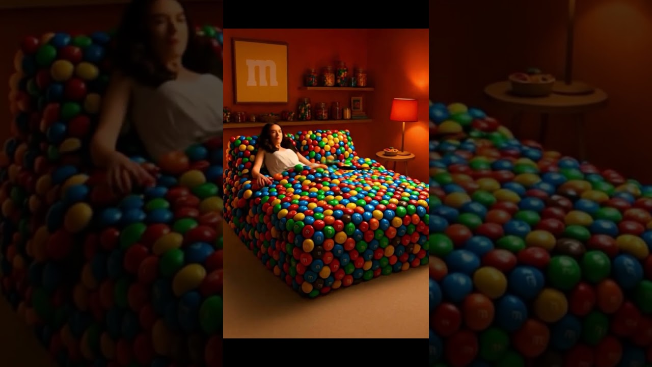ASMR M&M’s Bed – Oddly Satisfying 