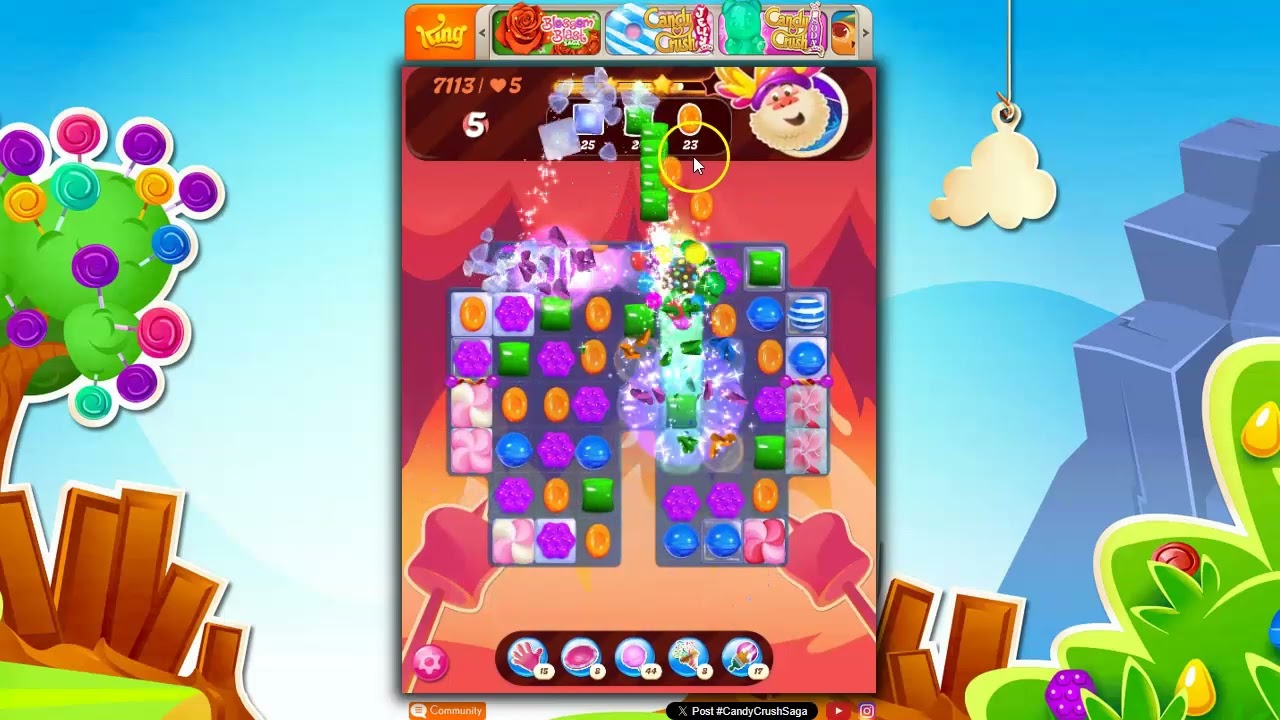 Candy Crush Level 7113 Talkthrough, 22 Moves 0 Boosters