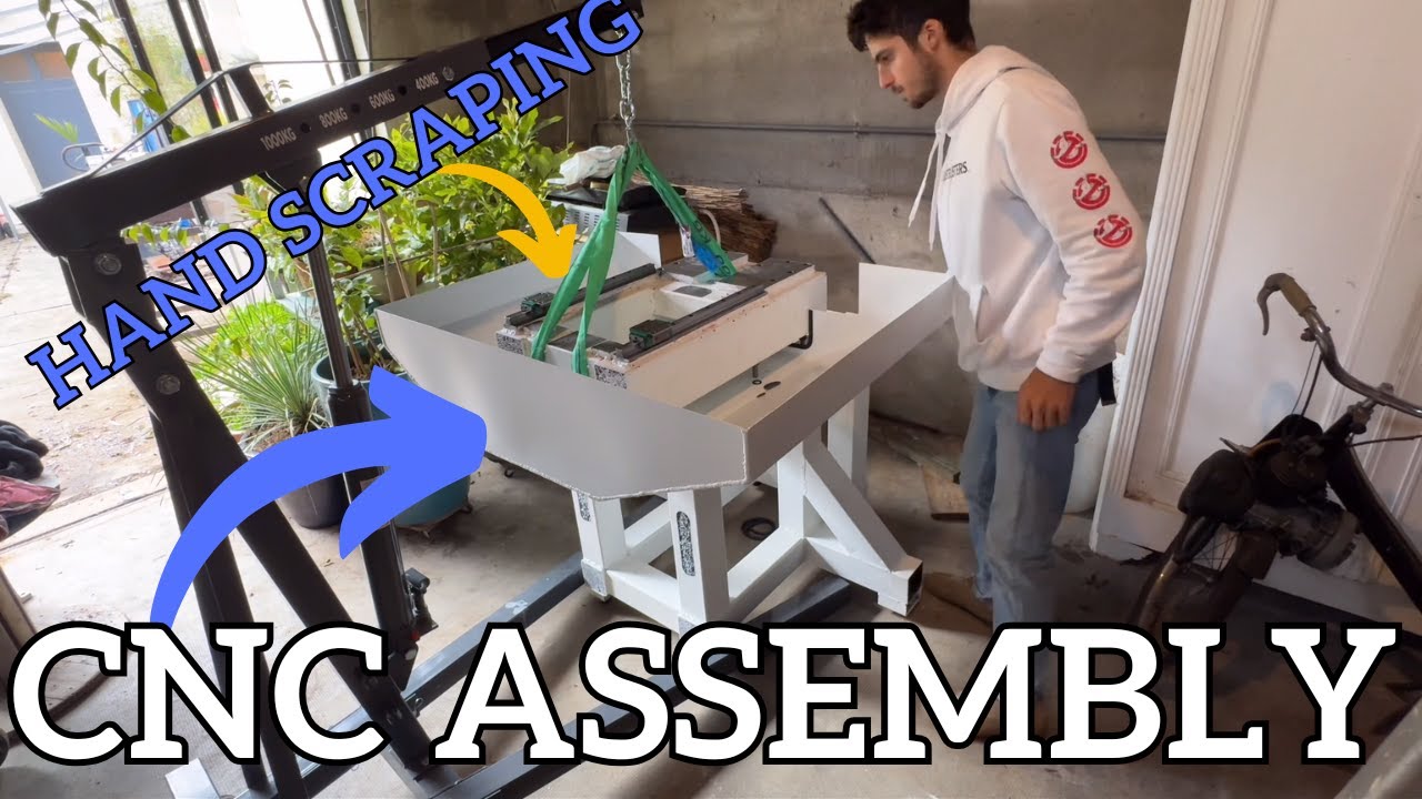DIY CNC MILL - PART 7 - Scraping , wiring cabinet, assemby !