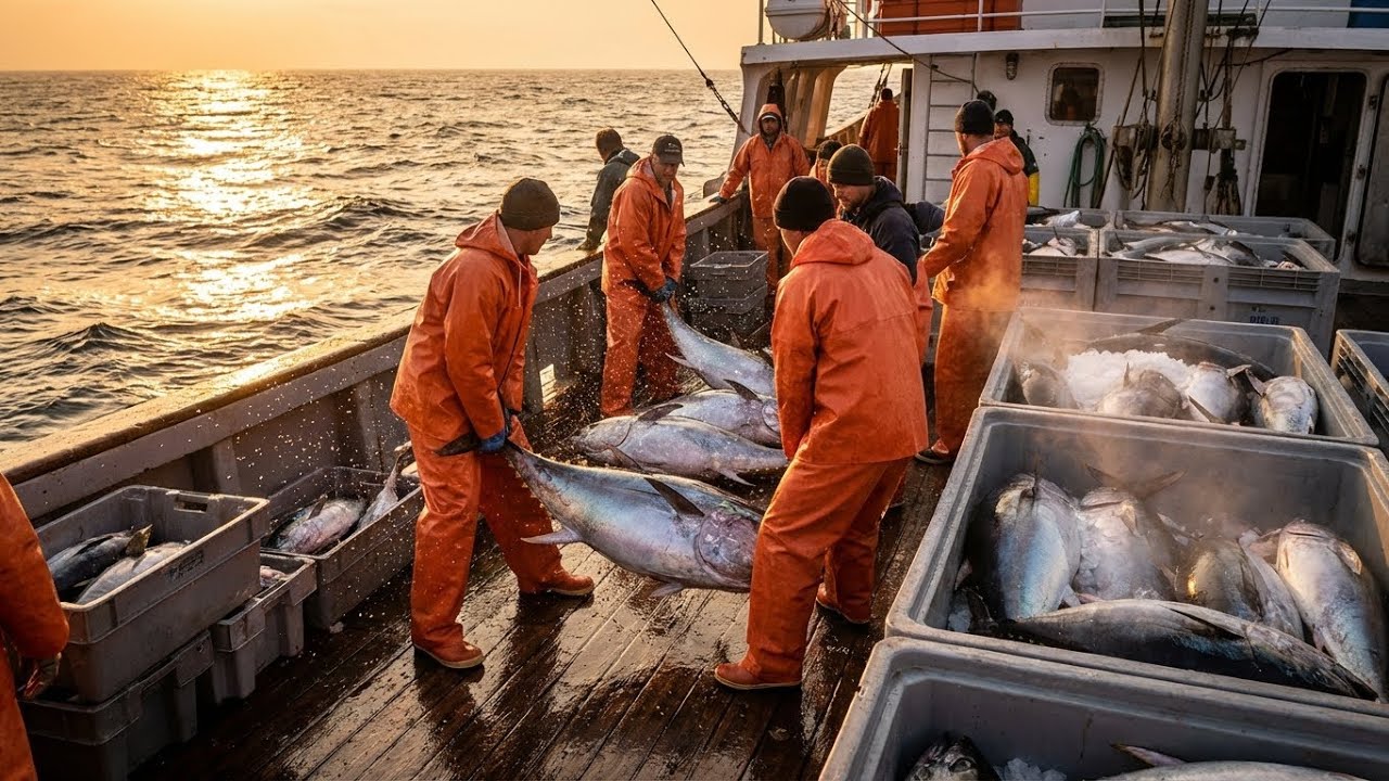Когда гигантский тунец покрывает палубу — самый приятный процесс в море