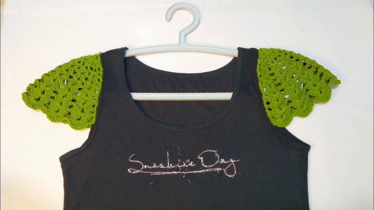 How to crochet lace sleeves on a tank top