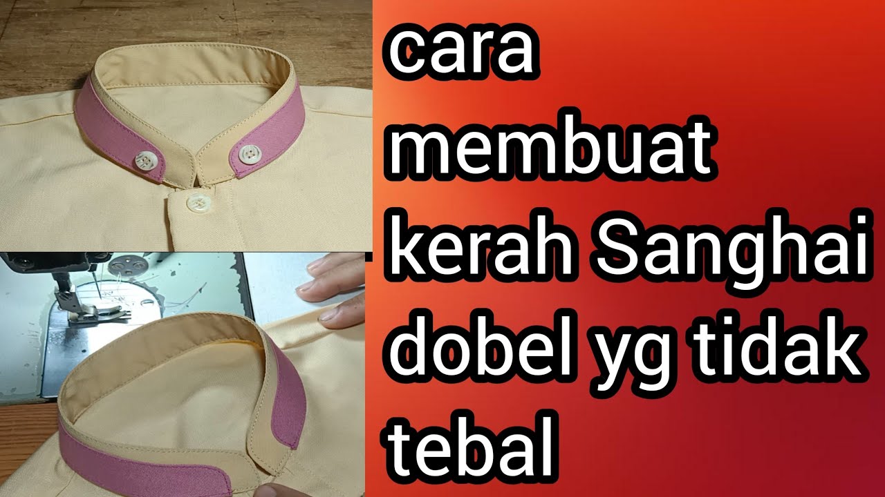 tutorial membuat kerah Shanghai dobel