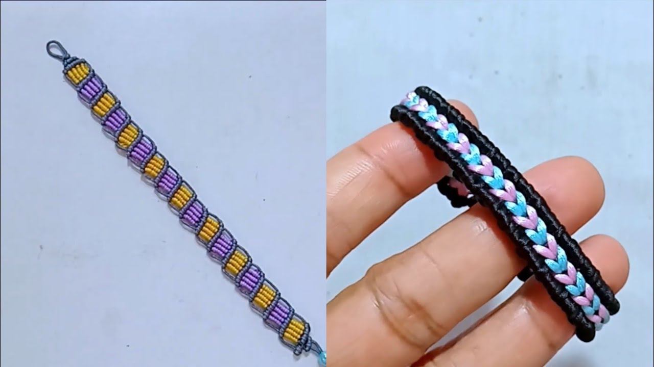 DESIGN MACRAME BRACELET TUTORIAL, CARA MEMBUAT GELANG BENANG MOTIF 