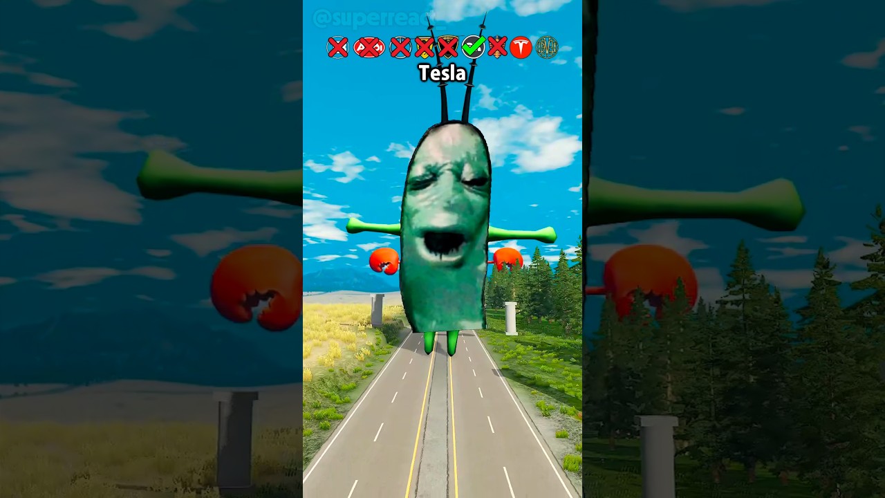 Cars vs Spongebob Squarepants Characters ❌😂 BeamNG.Drive #shorts #beamngdrive