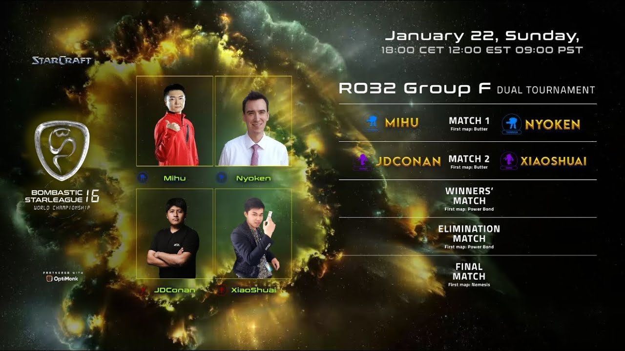 BSL16 - RO32 Group F - Mihu, Nyoken, JDConan, XiaoShuai - StarCraft BroodWar - Bombastic StarLeague