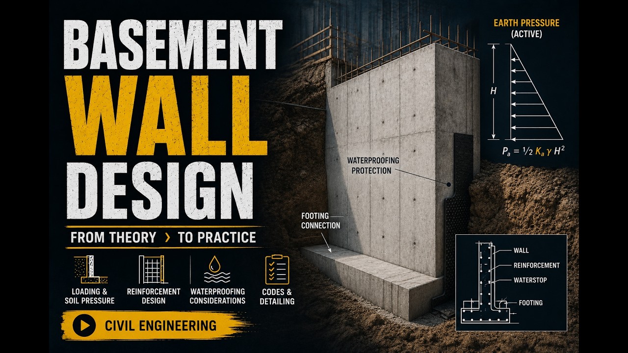 تصميم جدران البدروم وعرض التشقق طبقا للكود الأمريكي_ Basement wall design and crack width ACI code