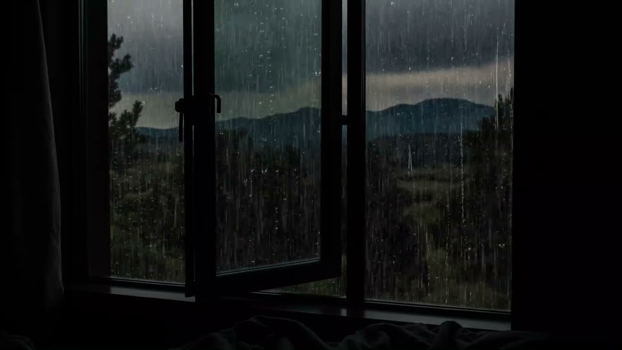 You’ll Fall Asleep Fast 🌧️ Rainy Window Night with Cozy Room & Mountain Rain Sounds