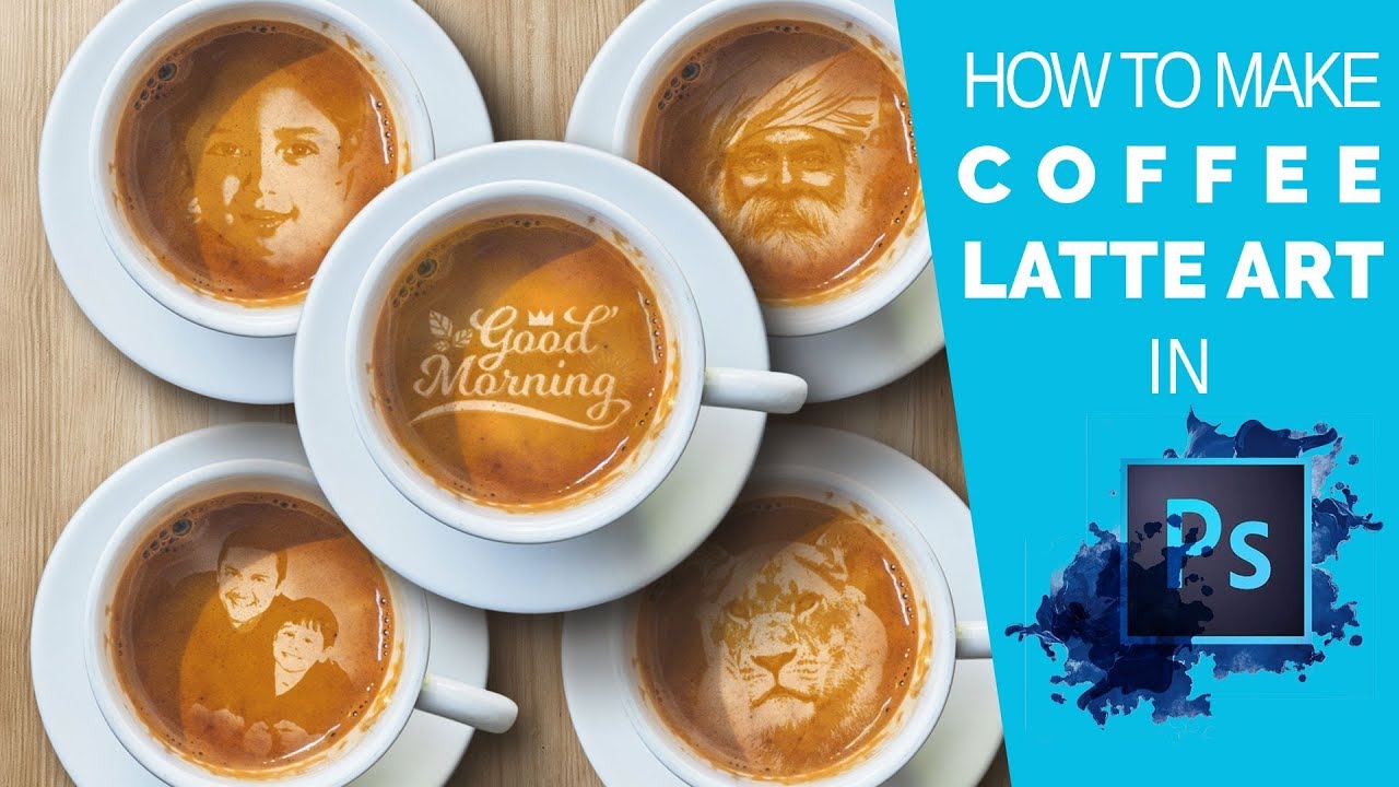 How To Make Coffee Latte Art In Photoshop | Tutorial + Free Mockup