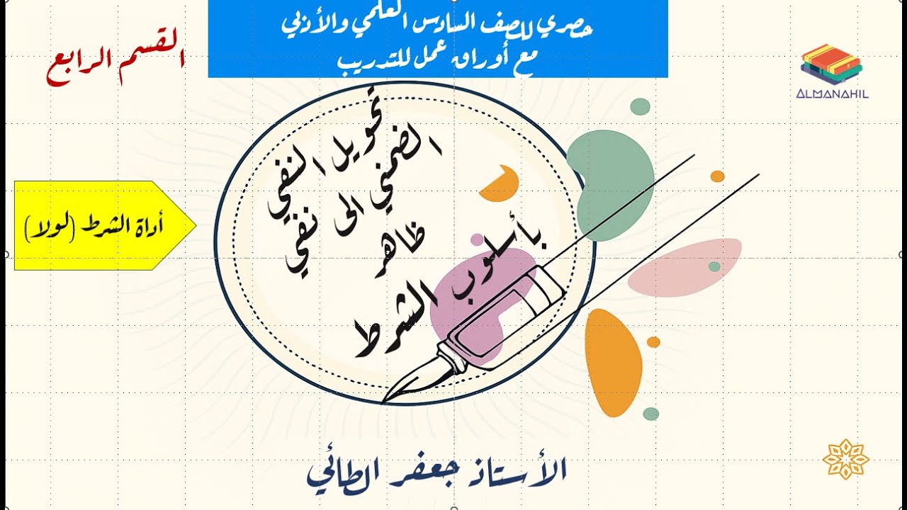 تحويل النفي الضمني الى نفي ظاهر القسم الرابع / السادس اعدادي   بأسلوب الشرط (لولا)     47