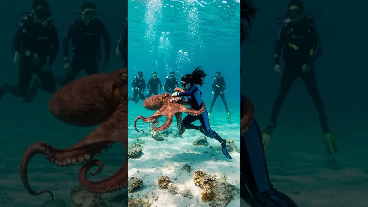 Bite off the tentacle and cook it!#fight #Diver#cooking