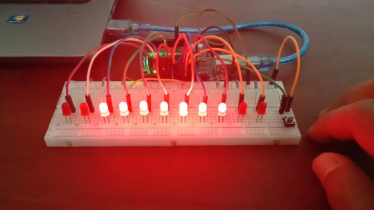 How to change LED Patterns using one button-11-LED!! 16-Pattern.LED-Arduino Project!!!