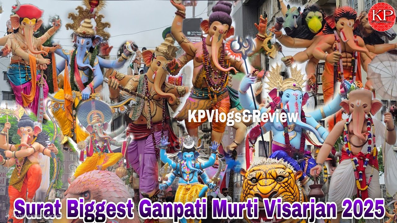 Surat All Biggest Ganpati Visarjan 2025 | Surat Ganpati Visarjan 2025 | Live |