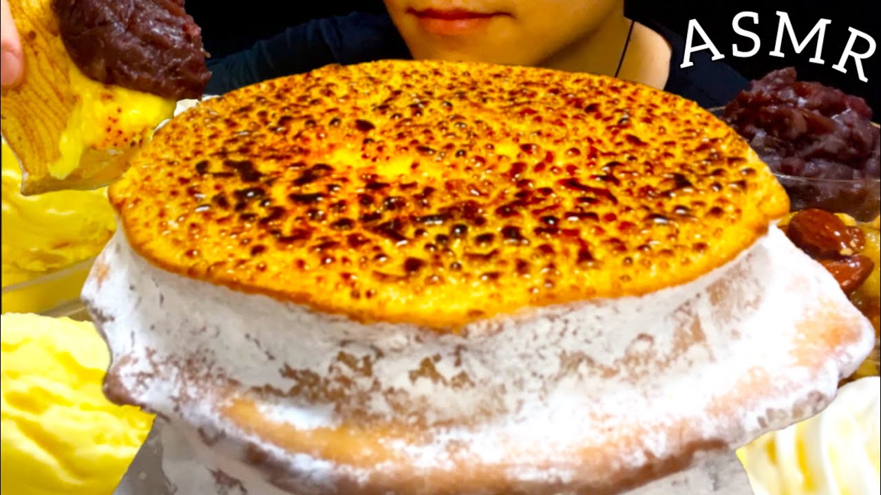 【咀嚼音】誕生日祝いで大きなブリュレバウムクーヘンを食べる！/ASMR/EatingSounds/Mukbang/먹방