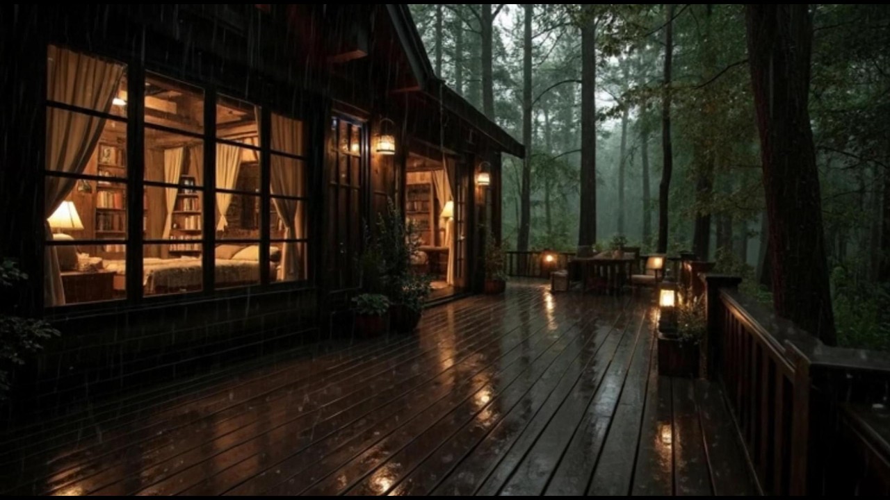Rain Sounds For Sleeping + Music Instantly Fall Asleep With Rain Sound outside the window At Night