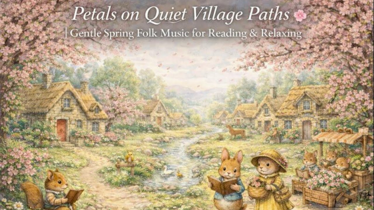 Petals on Quiet Village Paths 🌸 | Gentle Spring Folk Music for Reading & Relaxing