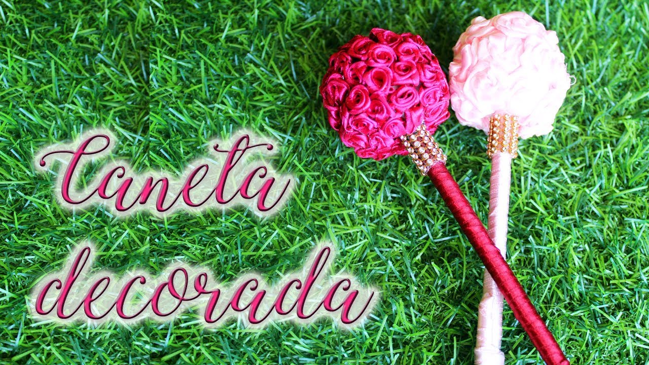 Artesanato passo a passo: Caneta decorada com fita de cetim