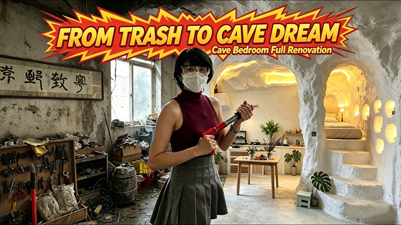 I turned a smelly abandoned storage room into a stunning Cave Office | From start to finish