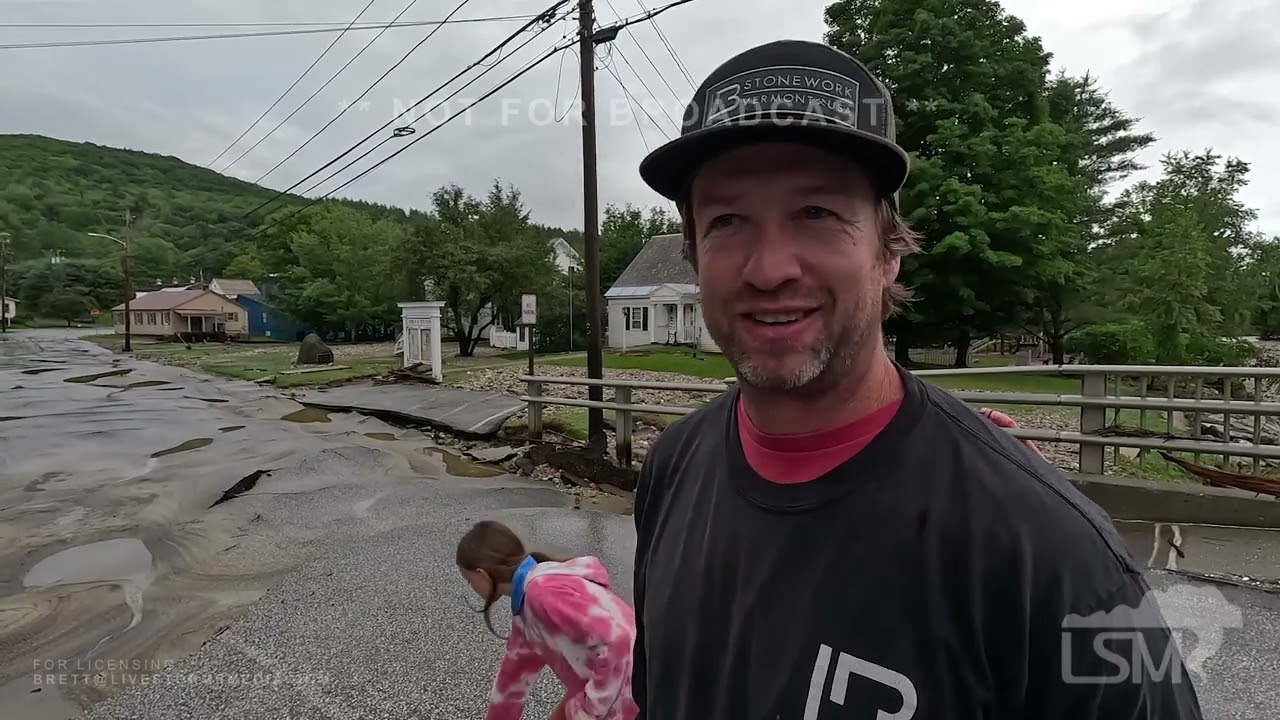 7-10-23 Weston, VT-Roads washed out, historic flooding isolates town with SOTs