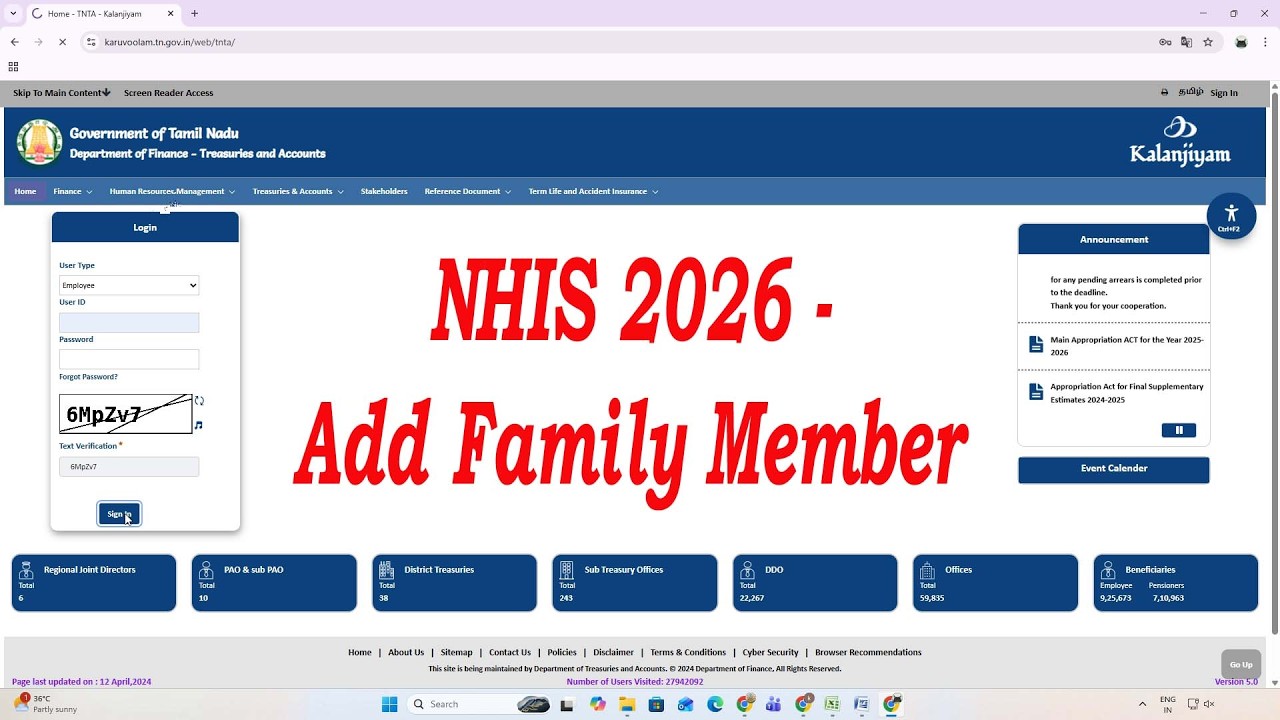 how to add family member in ifhrms kalanjiyam for nhis 2026