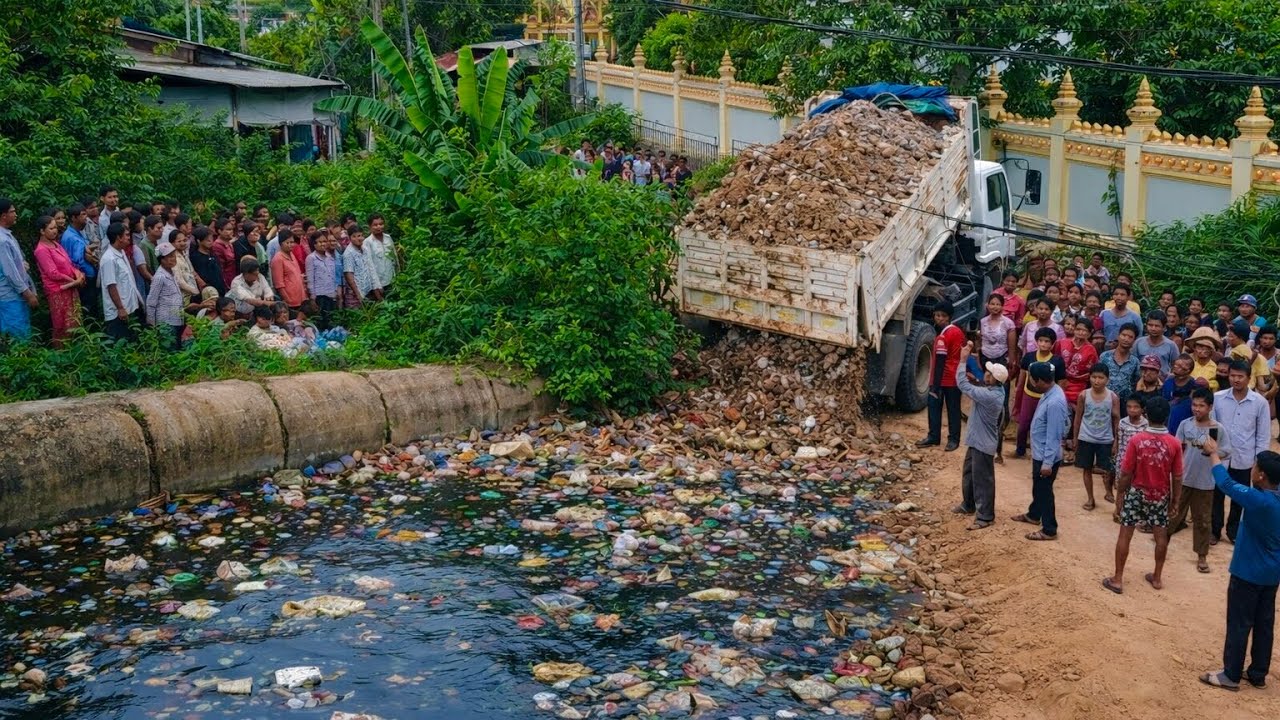 Complete100% Activity Construction Delete System by Bulldozer Push & 8-T Dump Truck Unloading Soil