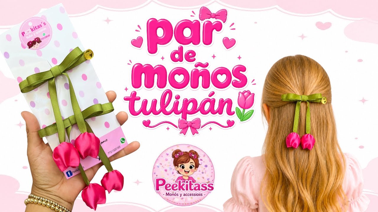 Moños tulipán 🌷🎀 #tulipán #moños #moñosparaniñas #bows #lazosparaniñas #diybow #lazos 