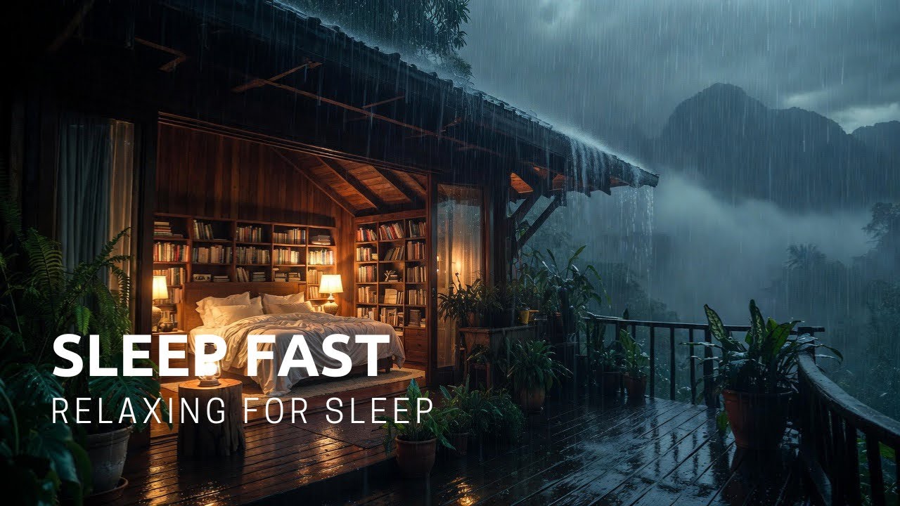 Dark Forest Rainfall | Cozy Hut Ambience for Sleep