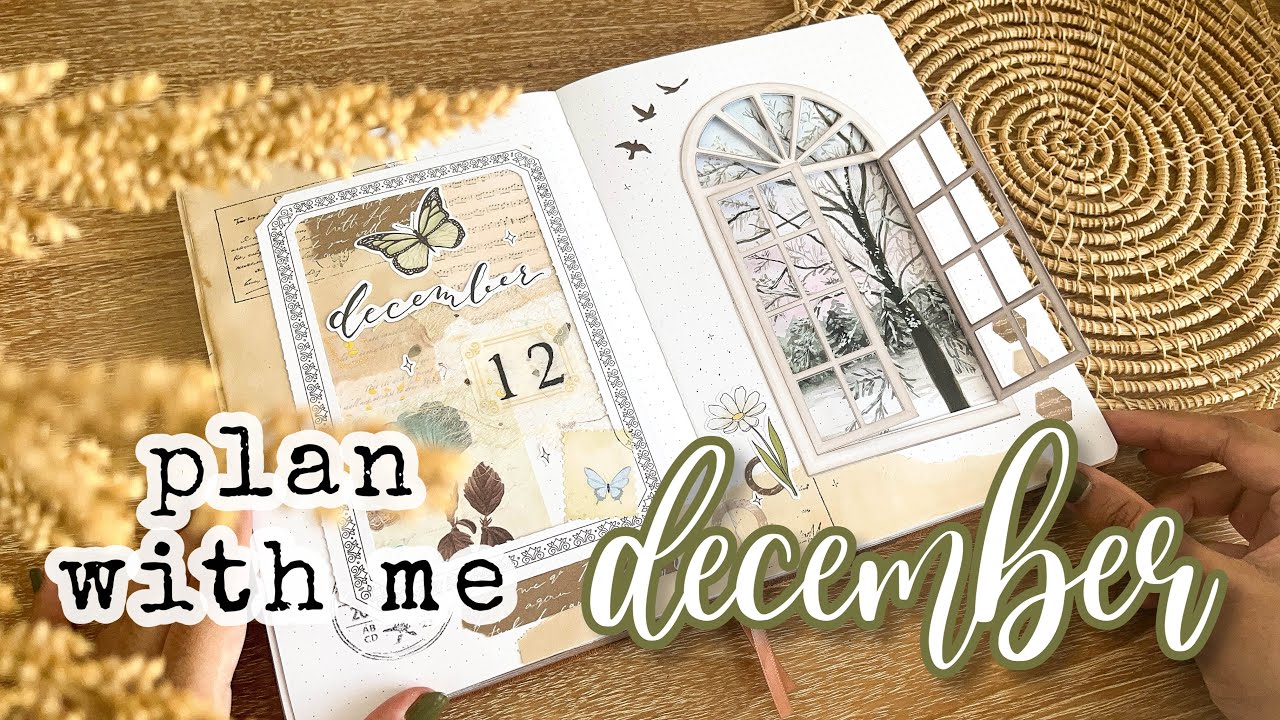 December 2023 bullet journal setup | PLAN WITH ME | vintage wintery theme ❄️ Junk Journal
