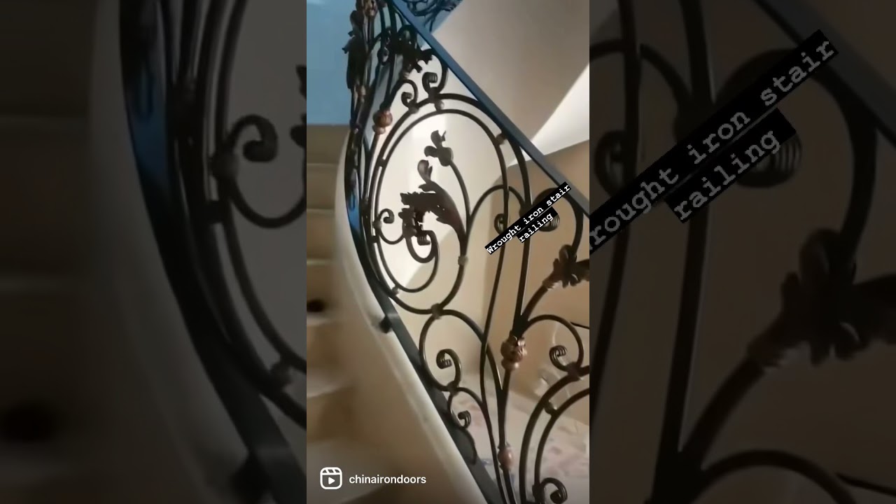 Custom wrought iron stair railing#rail #railing #stairs #stiarrailing #custom #fyp #viral #usa#house