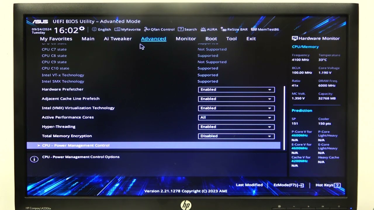 Как включить/отключить Intel SpeedStep на материнской плате ASUS Z690 Prime