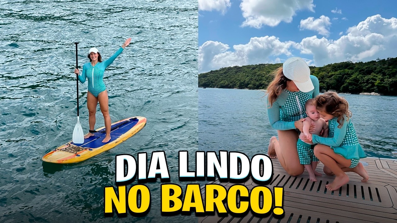 ROTINA REAL COM 3 CRIANÇAS! Dia no Barco, Praia e Kaleo crescendo | Amanda Lunelli