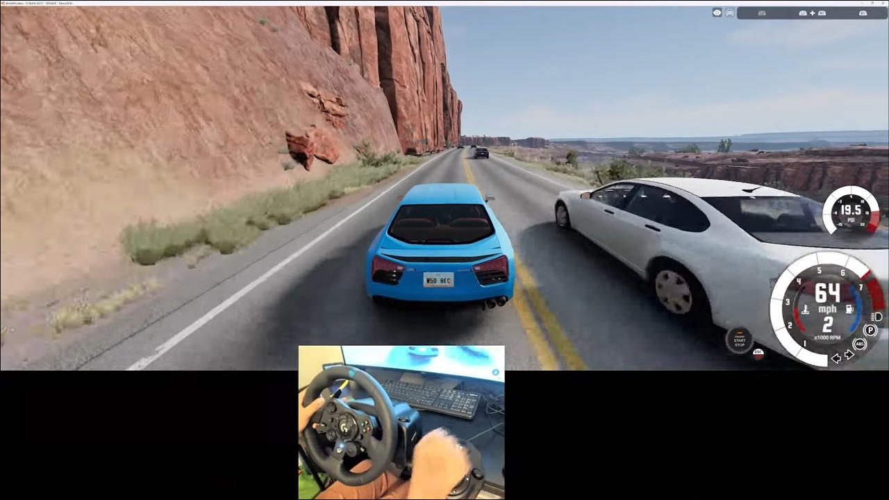 Playing Beamng Drive with my Logitech G923