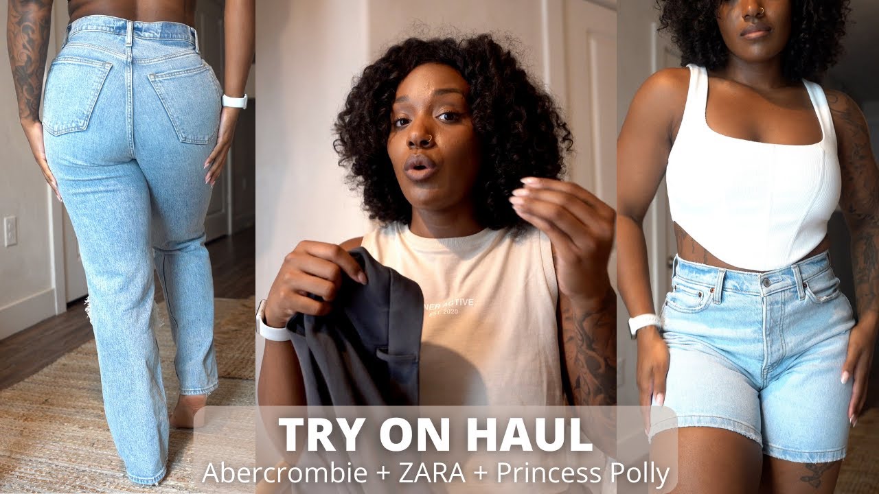 TRY ON HAUL | ABERCROMBIE CURVE LOVE + ZARA + PRINCESS POLLY | The best jeans for curvy girls