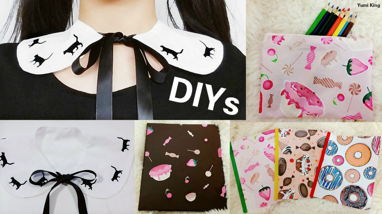 4 Back to School DIYs: DIY Cat Peter Pan Collar+DIY Sweets Iron on Pencil Bag + DIY Sweets Binders