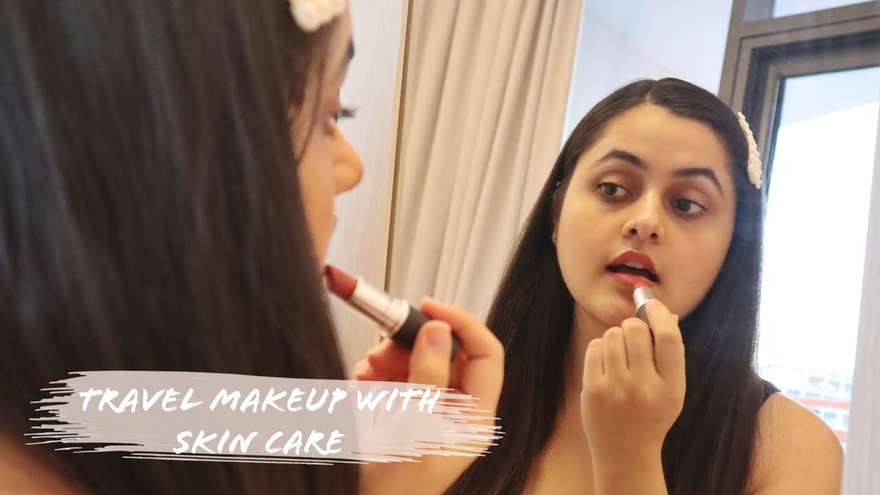 My Basic TRAVEL MAKEUP Routine Along With SKIN CARE | Ananya Walia