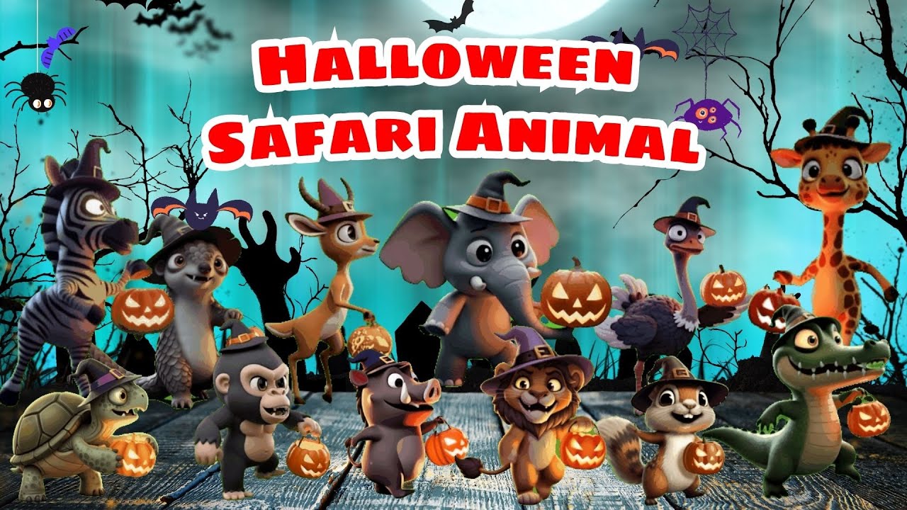 Spooky Halloween Safari Animal Sounds Song | ABC Animal Sounds Song For Kids 🐘🦒 | Little Puppy Learn