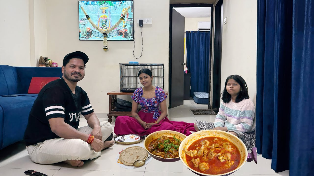 १ महिन्यानंतर बायकोनी बनवला एकदम भारी चिकन 😍 रात्री मसाला बनवायला घेतला | Sneha laziz Masala 
