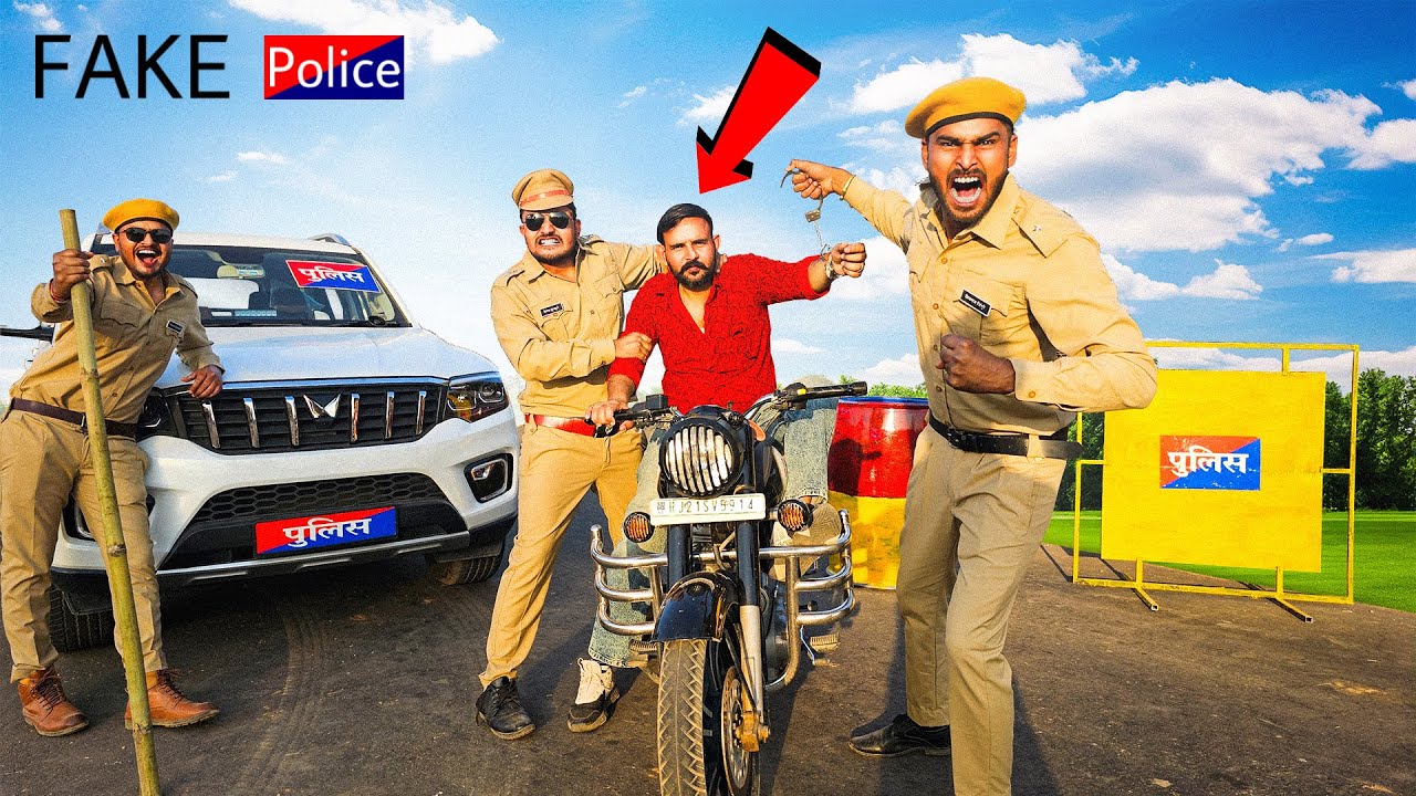 Bhago Policeeeee&hellip;&hellip;.! *FAKE POLICE* On Our Village Road 😄- गांव में नकली पुलिस को देखकर भाग गए