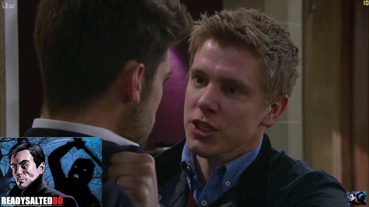 Emmerdale - Robert Grabs Joseph Up Against The Wall