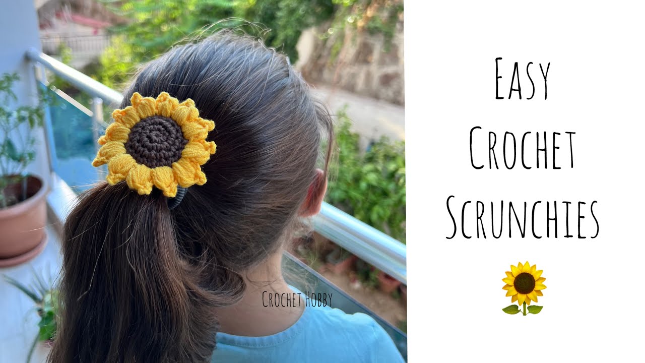 SUPER EASY ‼️ Cute and Sweet Crochet Sunflower Scrunchies / Crochet Tutorial #crochet #handmade