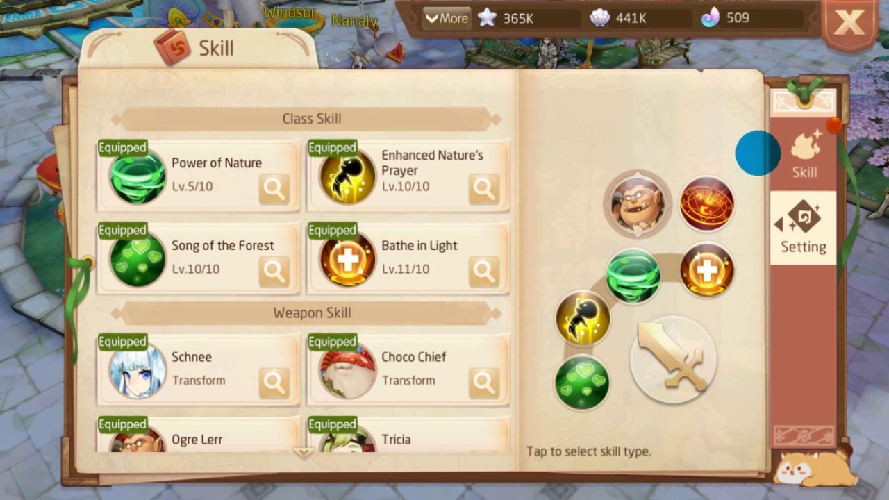 Tales of Wind Laplace M mobile Game Cleric to Priest Skill build Level 50  65