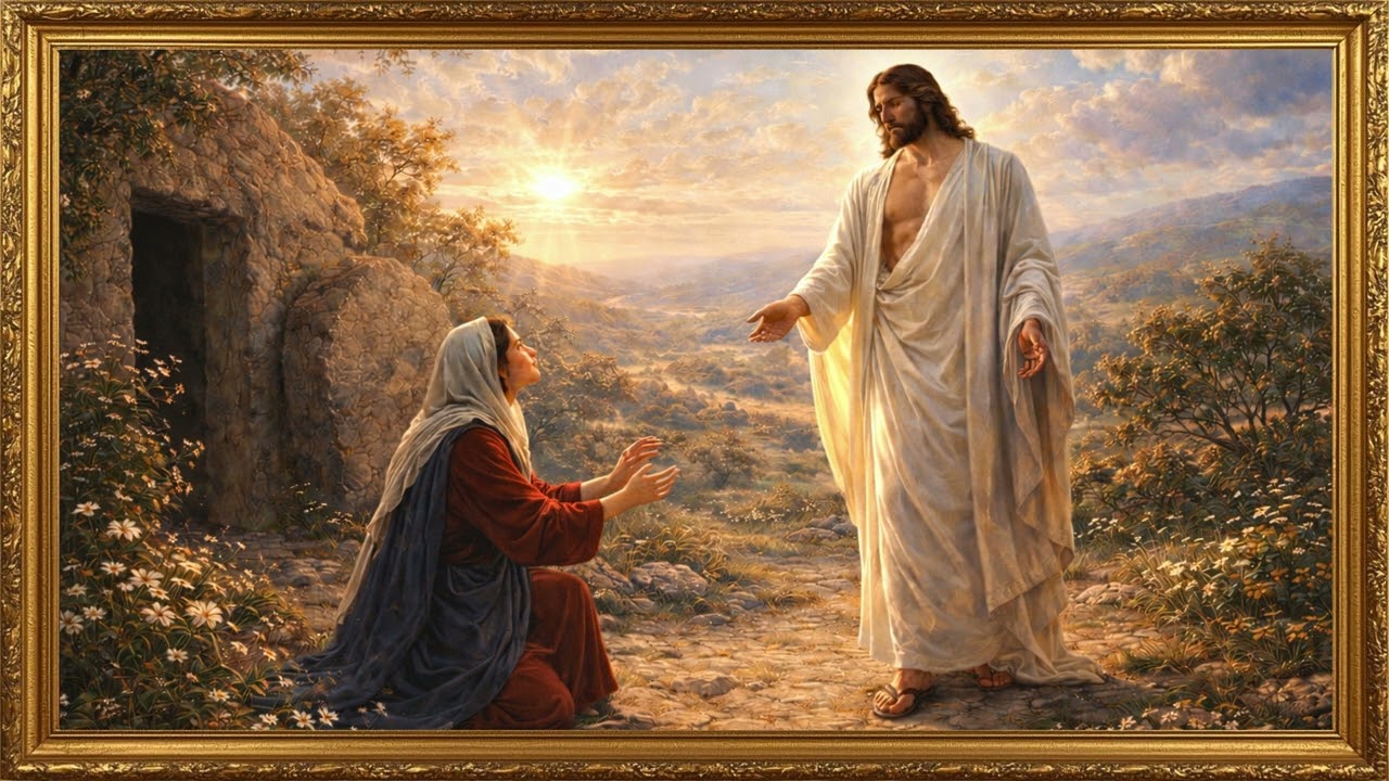 The Resurrection of Jesus | Mary Magdalene at the Empty Tomb | Sacred Ambient TV Art | 4K Painting