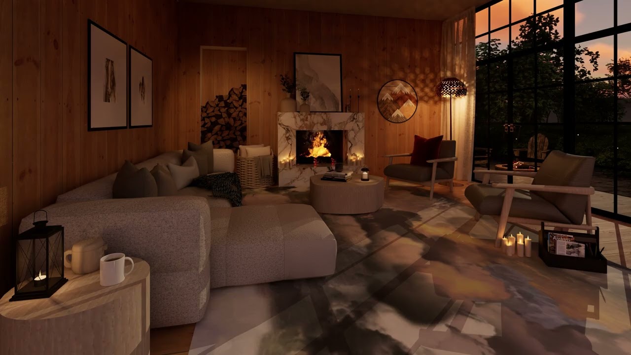 Cozy Living Room Jazz - Fireplace Ambience for Relaxation, Reading & Sleep