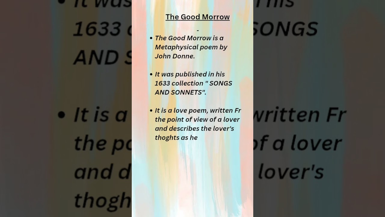 @thedestinedpen THE GOOD MORROW POEM BY JOHN DONNE
