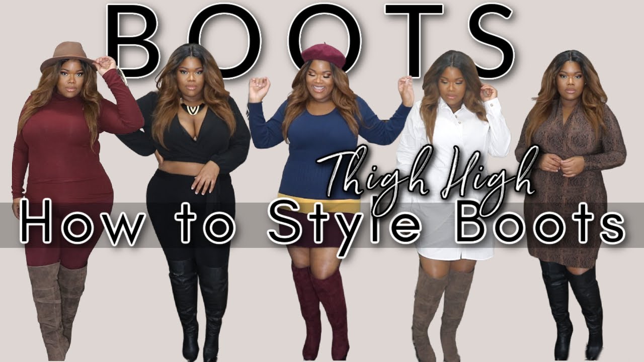 How to Style Thigh High Boots for wide calves | Over the Knee Boots | Plus Size Fashion Try on Haul