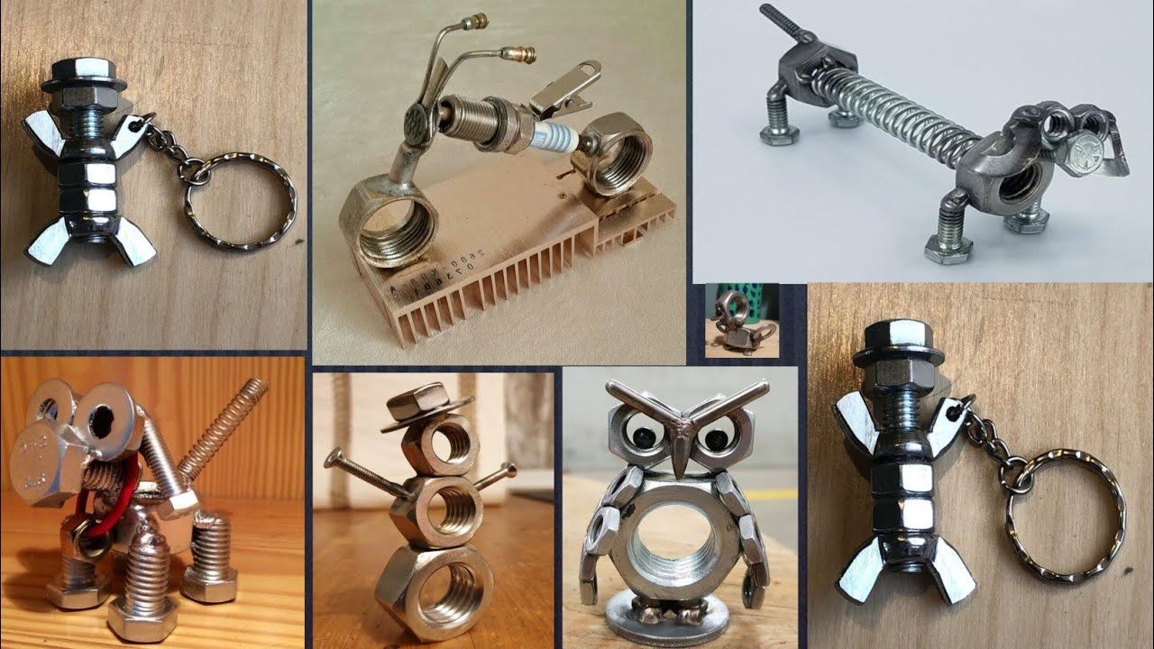 Miniature sculptures | Create small animals robots or human figures using nuts bolts | welding idea
