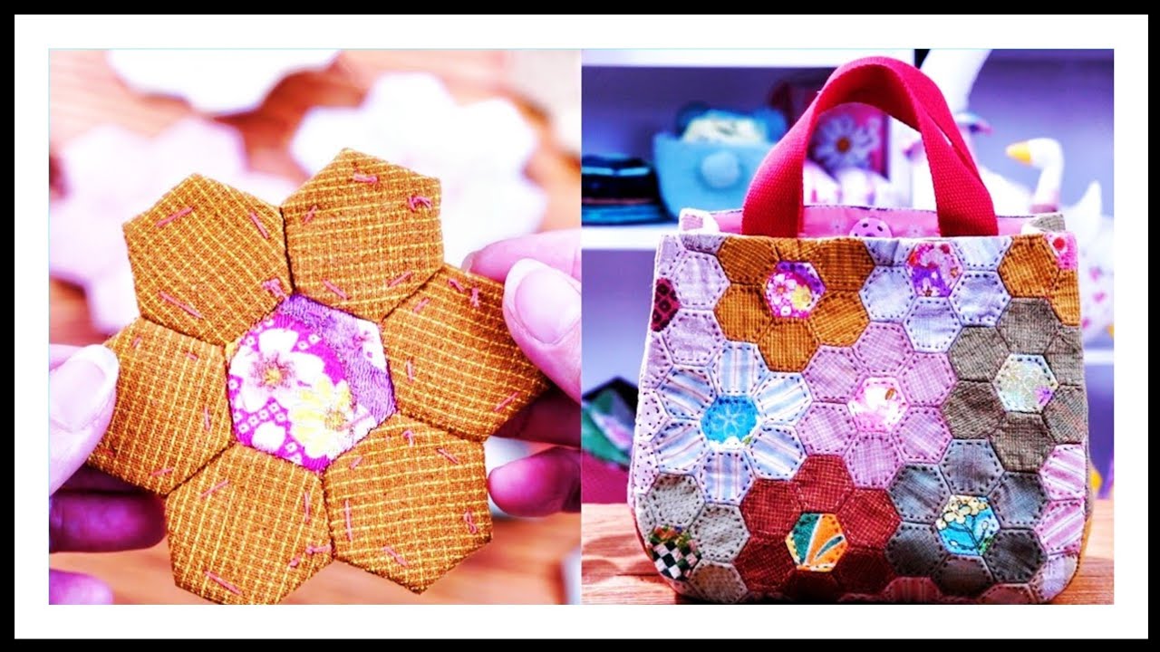 HandyMumLin's Lovely Sewing Project: DIY Hexagon Bag with Love, Perfect as a Gift Idea!