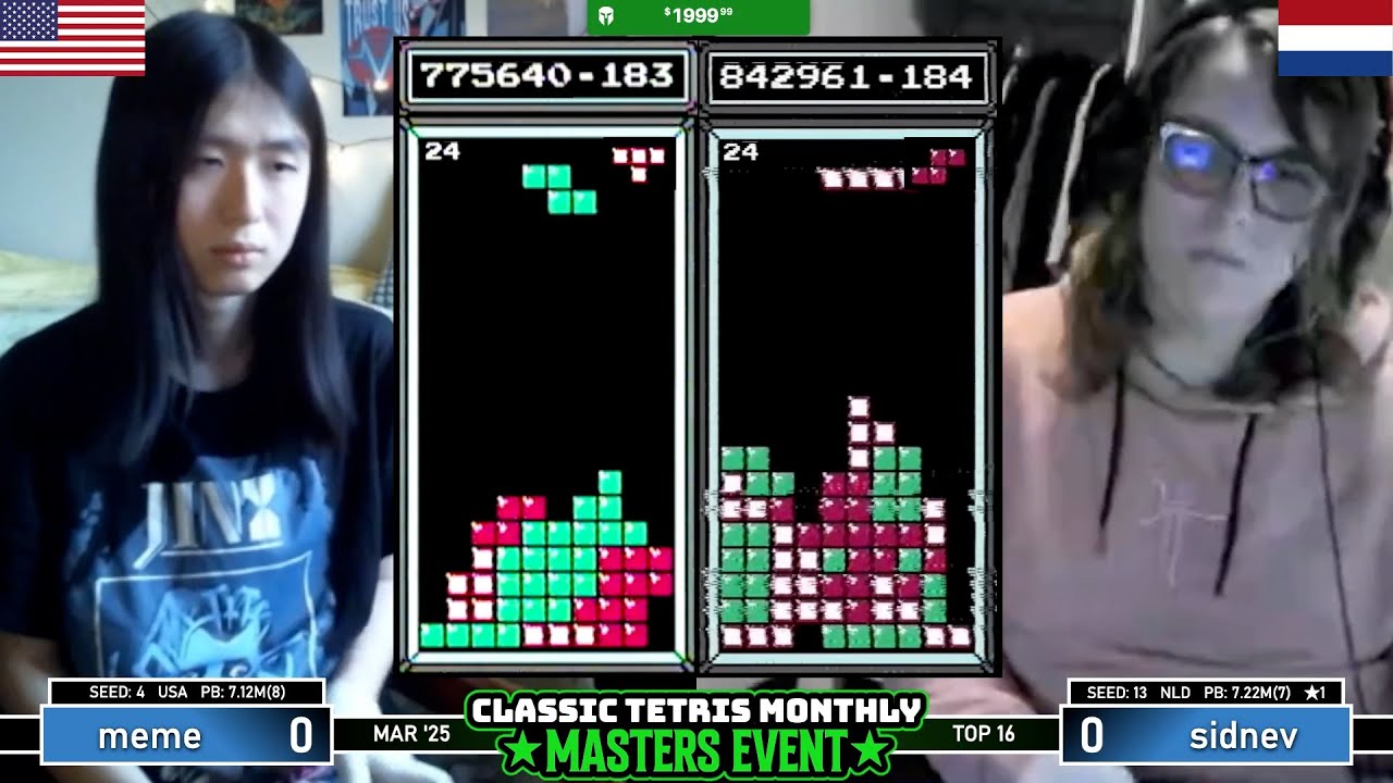 ANOTHER CHAMPION RETURNS!! Meme, Sidnev | Top 16 | Classic Tetris Monthly Masters | March 2025