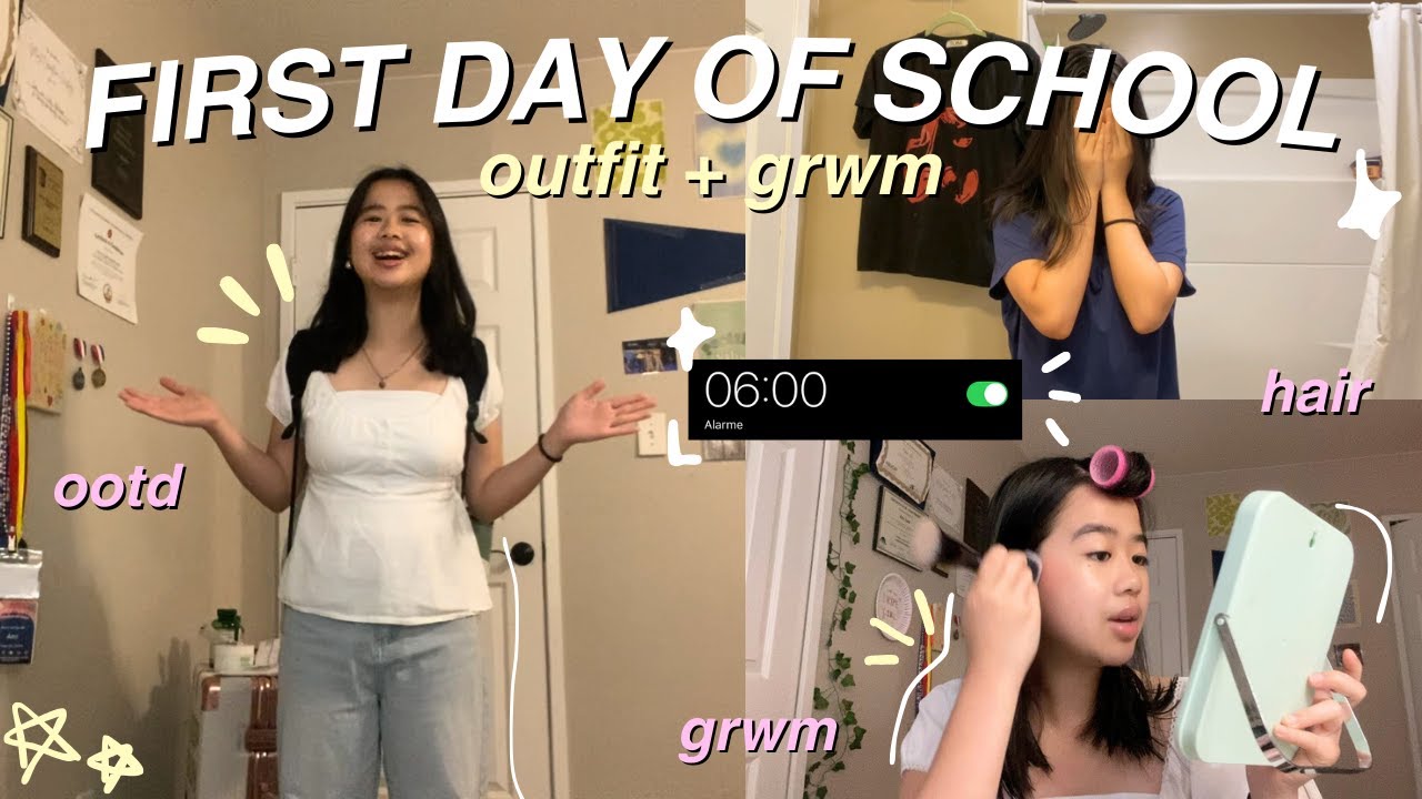 FIRST DAY OF SCHOOL *grwm, hair, ootd, packing*