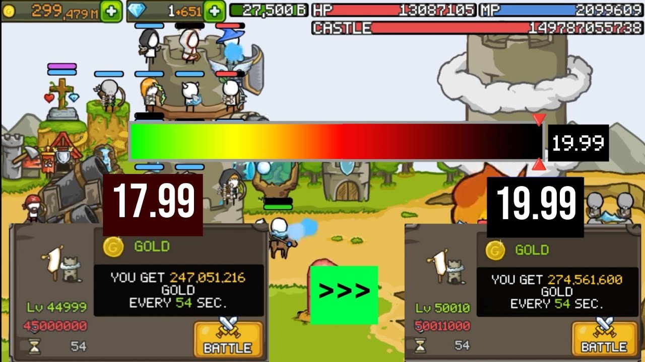 Grow Castle | Infinite Colony | from 45,000,000 to 50,011,000 | Peak Ratio 19.99